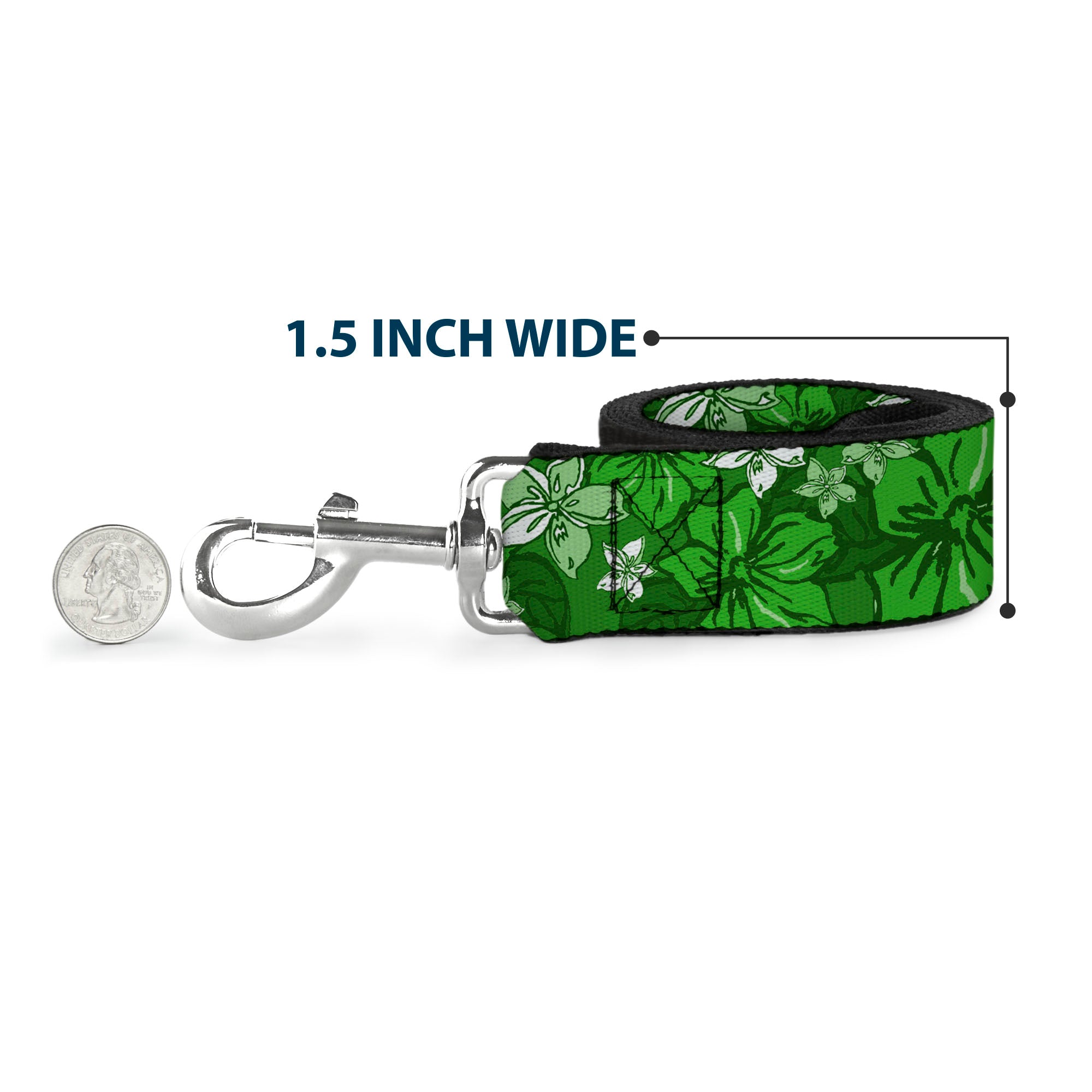 Dog Leash - Hibiscus Collage Green Shades Dog Leashes Buckle-Down
