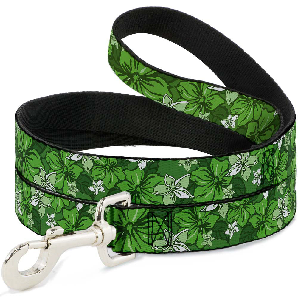Dog Leash - Hibiscus Collage Green Shades Dog Leashes Buckle-Down