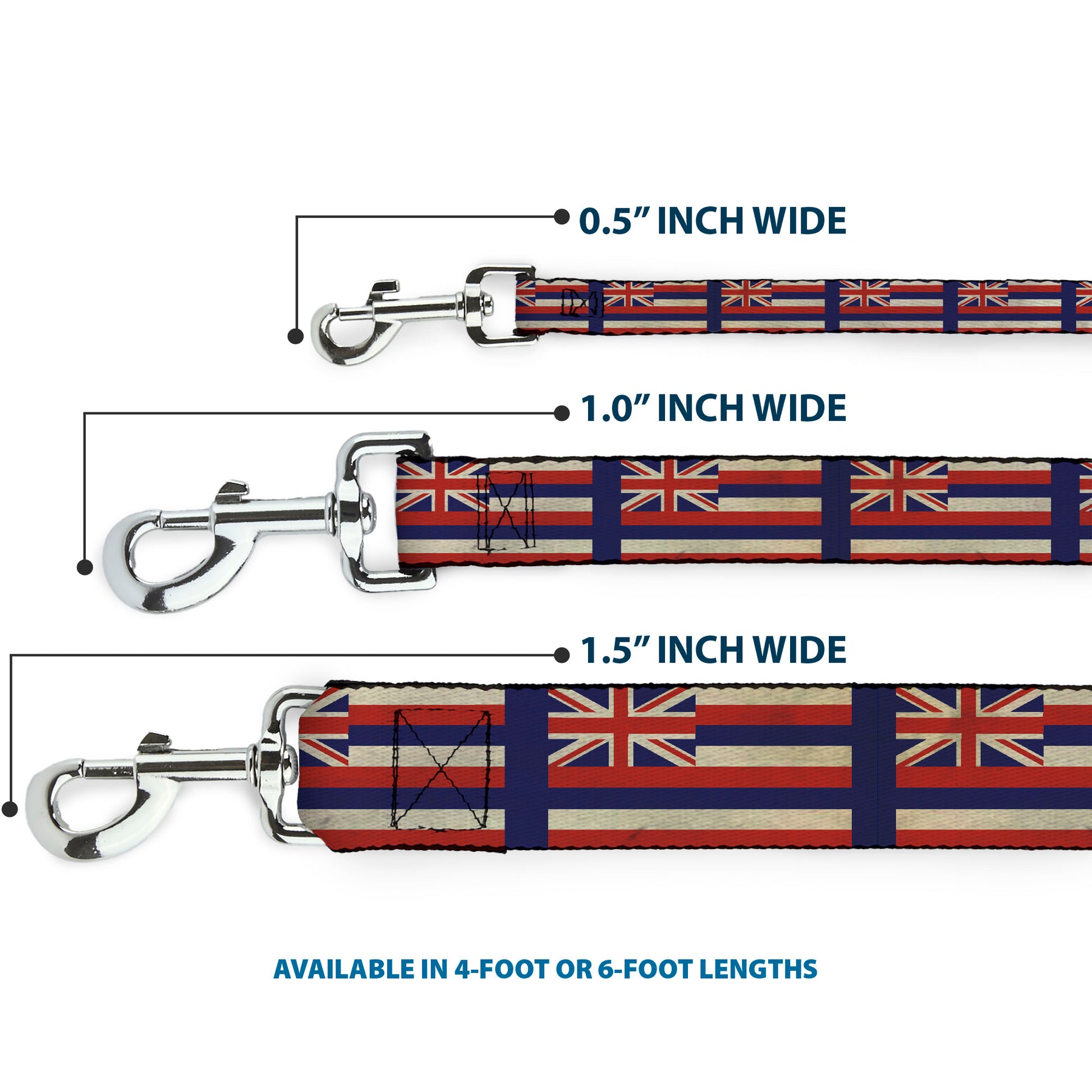 Dog Leash - Hawaii Flags2/Navy Dog Leashes Buckle-Down
