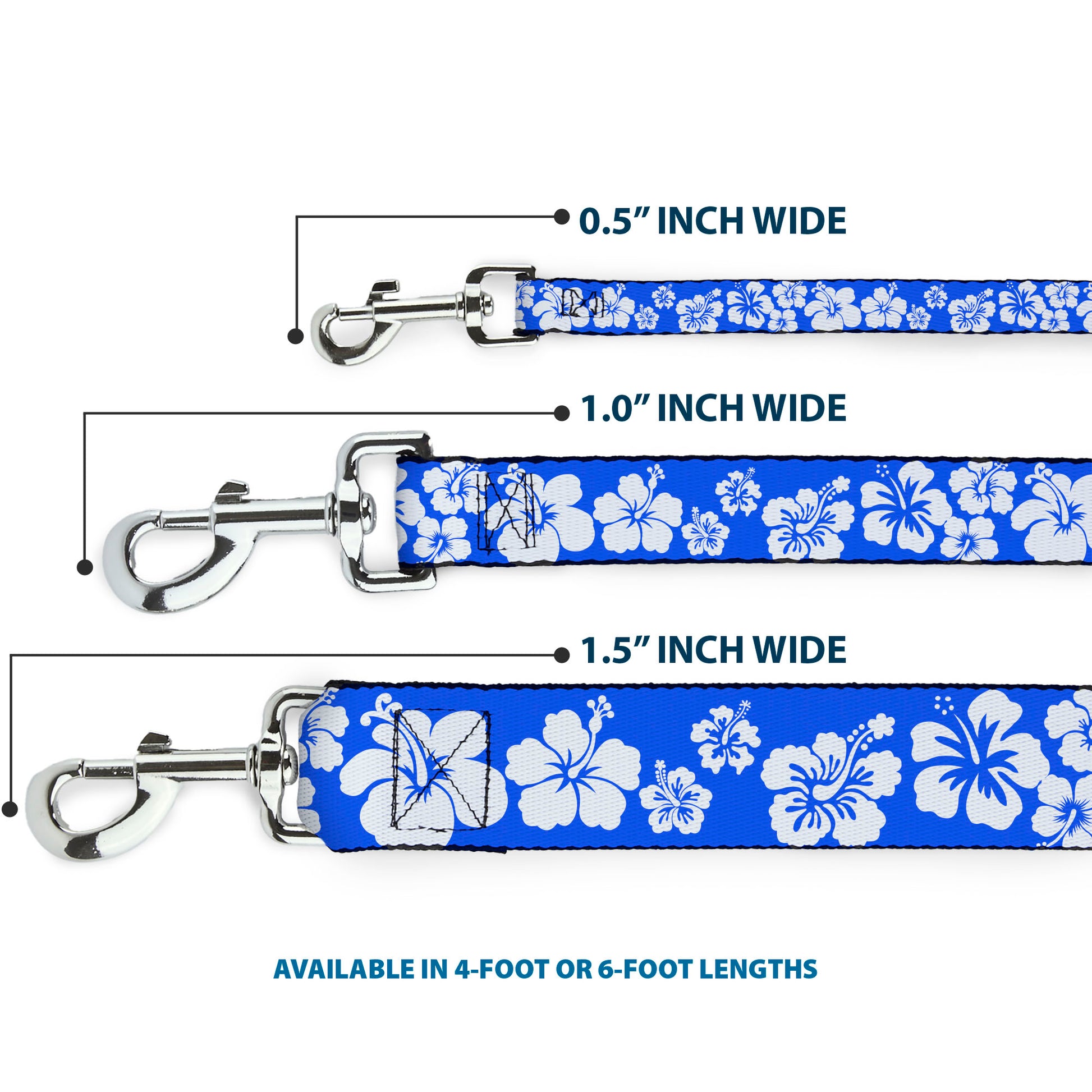 Dog Leash - Hibiscus Blue/White Dog Leashes Buckle-Down