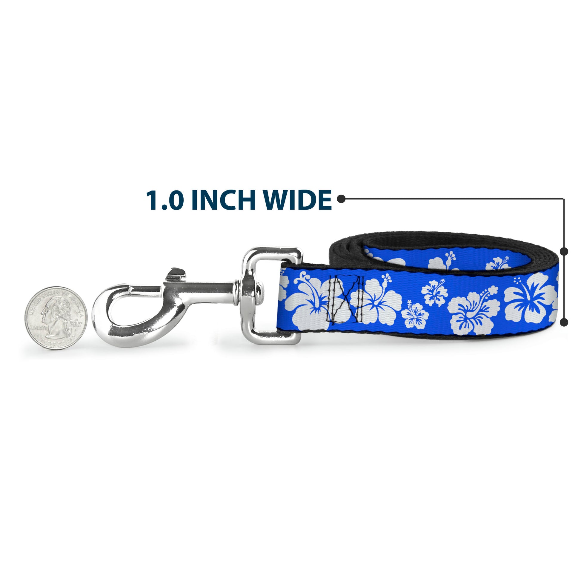 Dog Leash - Hibiscus Blue/White Dog Leashes Buckle-Down