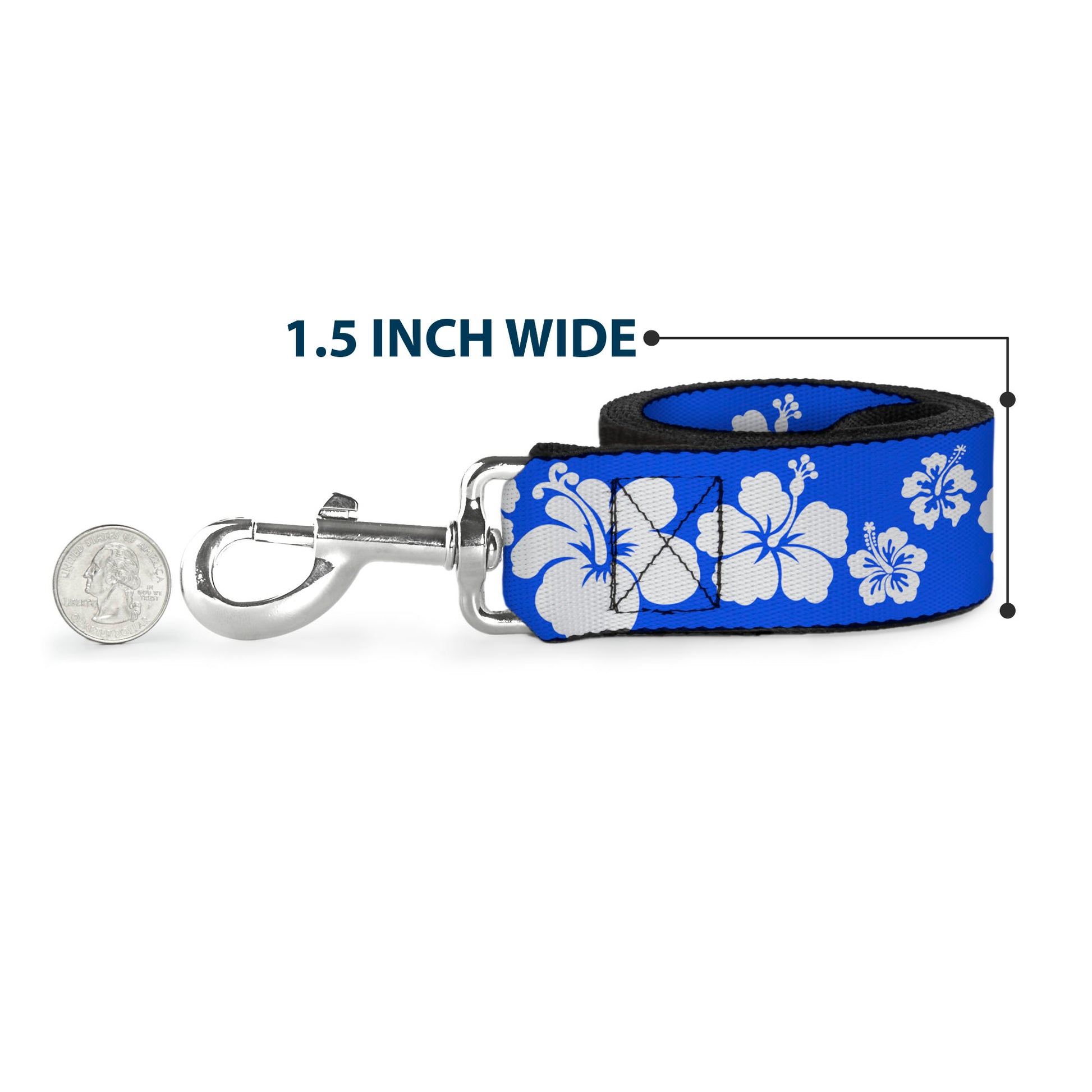 Dog Leash - Hibiscus Blue/White Dog Leashes Buckle-Down