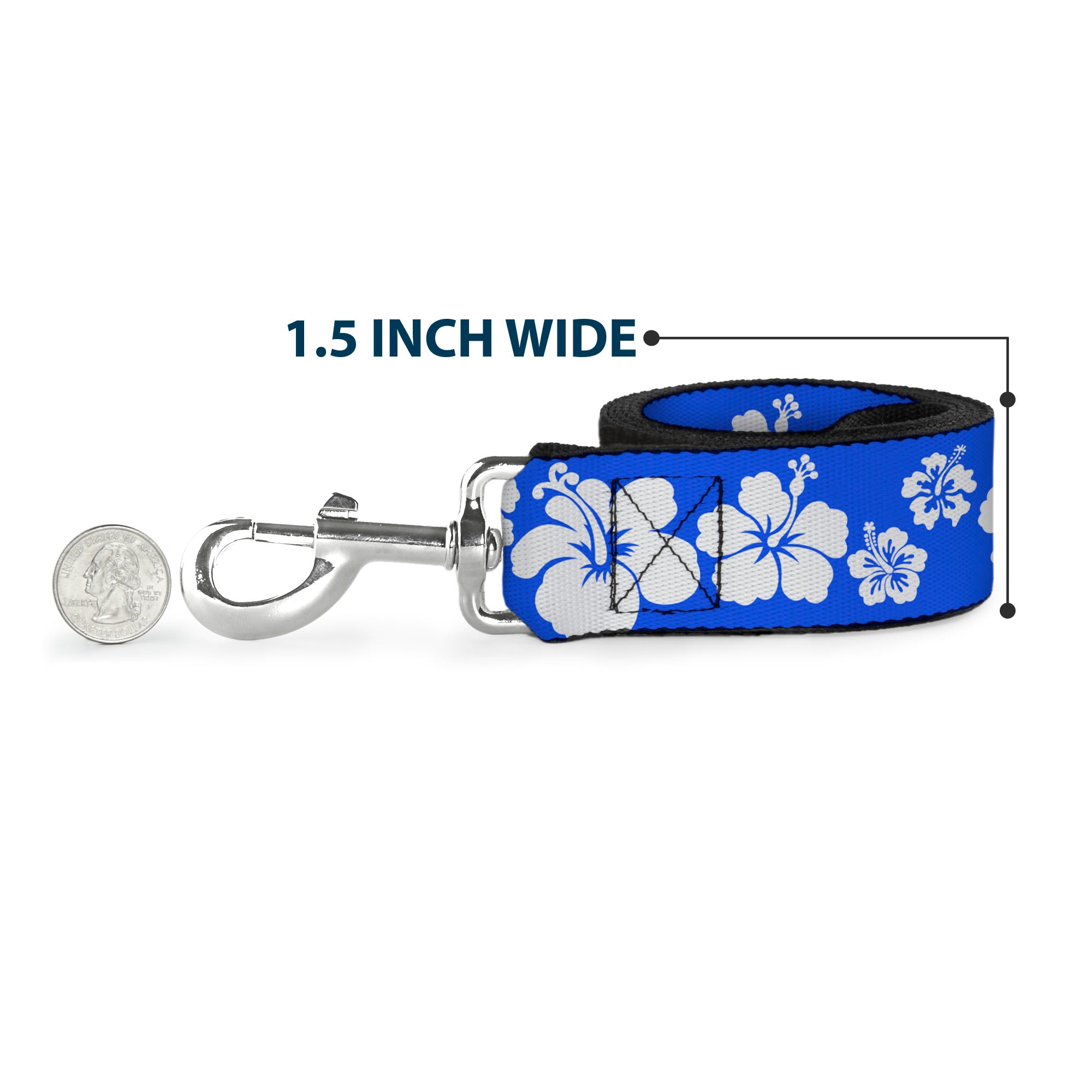 Dog Leash - Hibiscus Blue/White Dog Leashes Buckle-Down