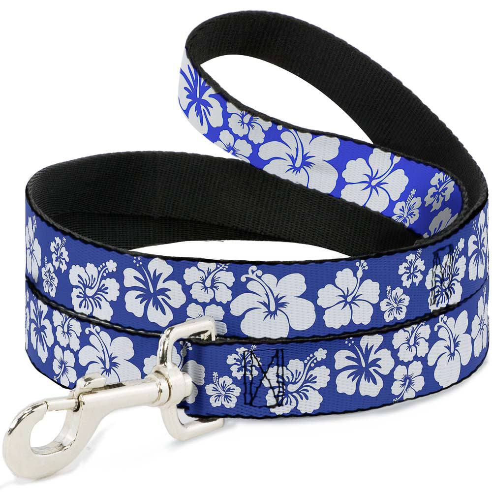 Dog Leash - Hibiscus Blue/White Dog Leashes Buckle-Down