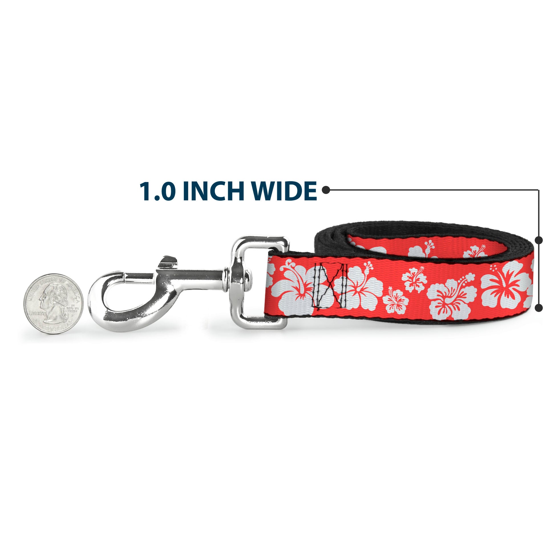 Dog Leash - Hibiscus Light Red/White Dog Leashes Buckle-Down