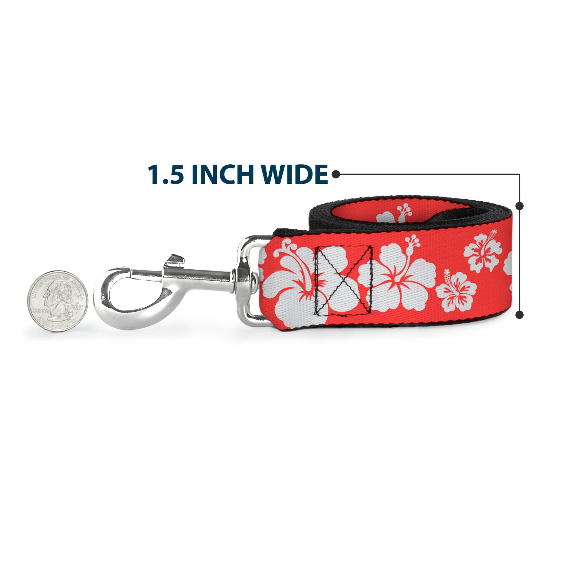 Dog Leash - Hibiscus Light Red/White Dog Leashes Buckle-Down