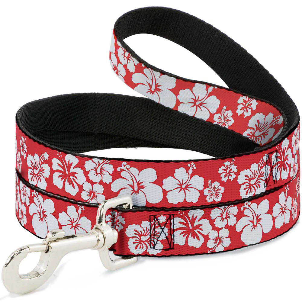Dog Leash - Hibiscus Light Red/White Dog Leashes Buckle-Down