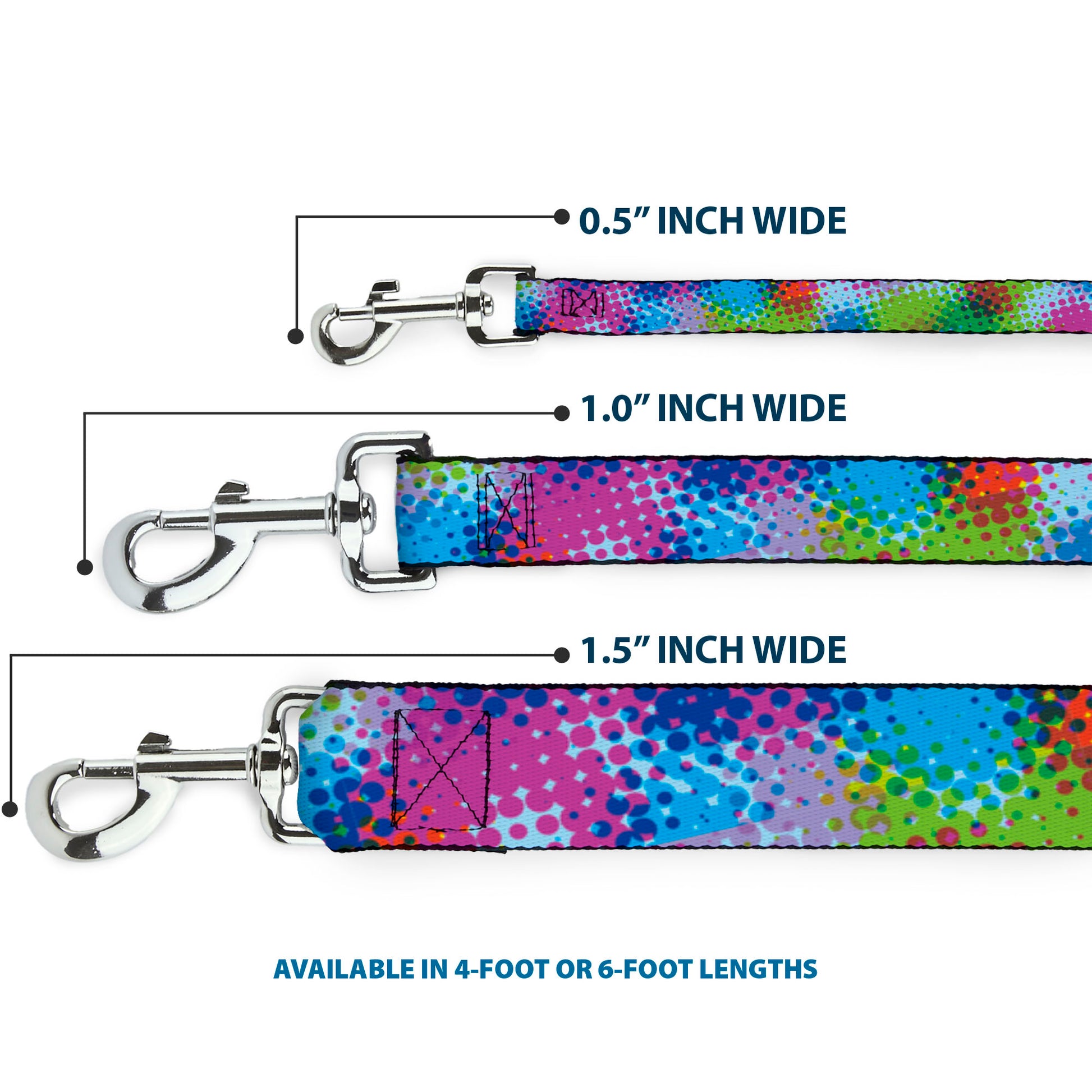Dog Leash - Halftone Dots Light Blue/Blues/Greens/Pinks Dog Leashes Buckle-Down