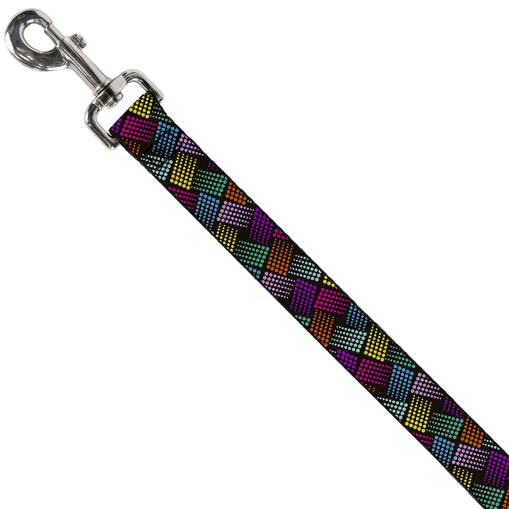 Dog Leash - Halftone Blocks Charcoal/Pinks/Greens/Orange/Yellow Dog Leashes Buckle-Down