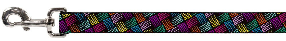 Dog Leash - Halftone Blocks Charcoal/Pinks/Greens/Orange/Yellow Dog Leashes Buckle-Down