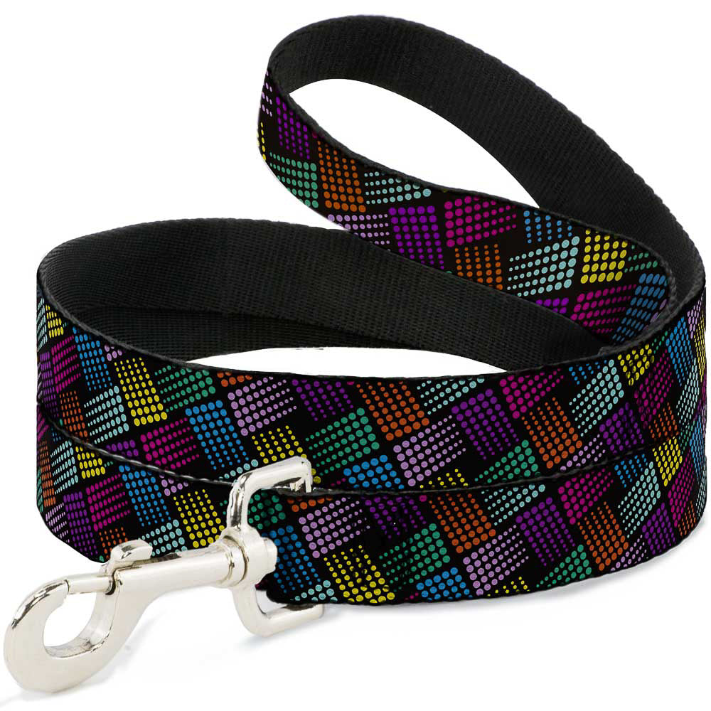 Dog Leash - Halftone Blocks Charcoal/Pinks/Greens/Orange/Yellow Dog Leashes Buckle-Down