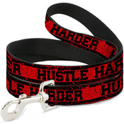 Dog Leash - HUSTLE HARDER/Stripes Weathered Red/Black Dog Leashes Buckle-Down