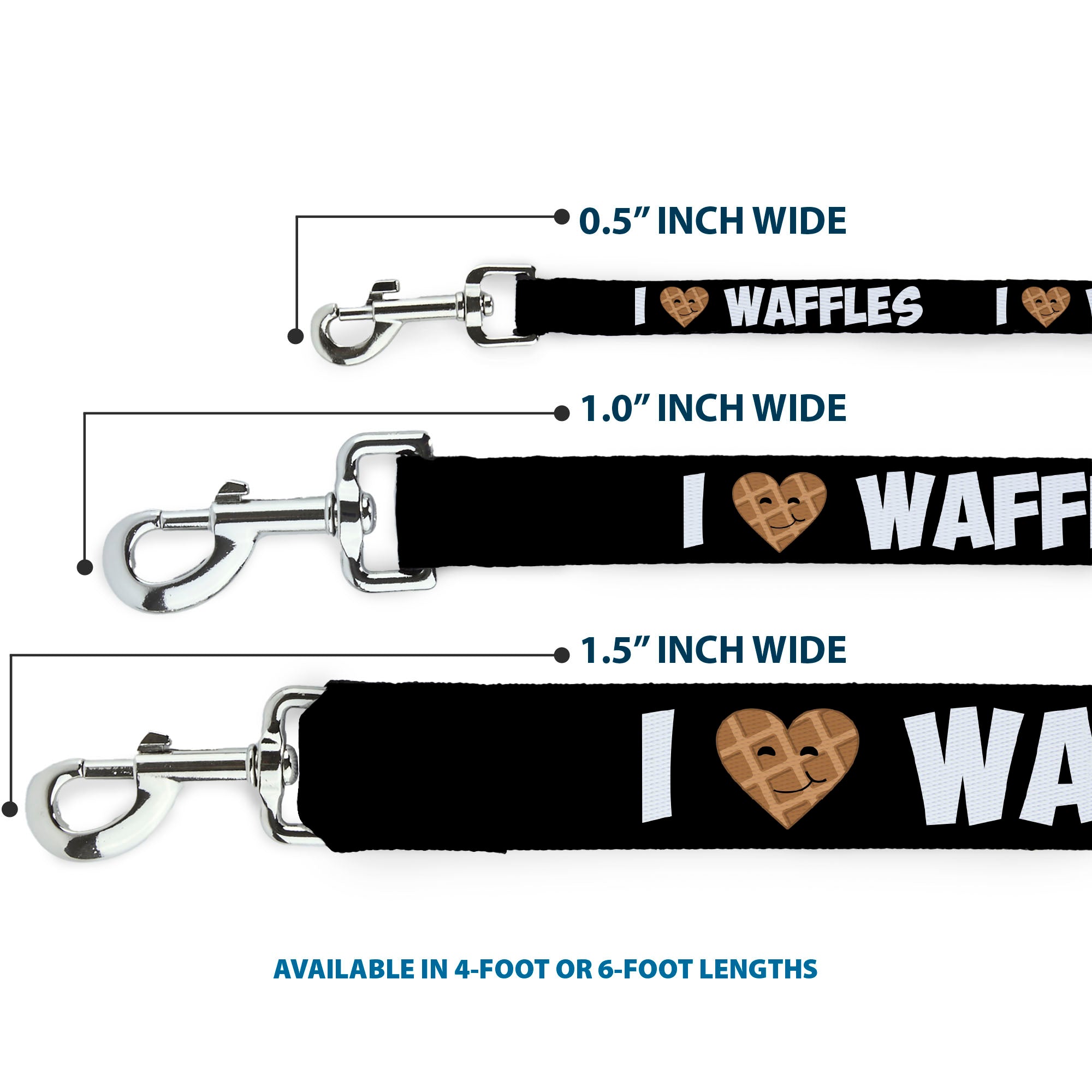Dog Leash - I Heart Waffles Text Dog Leashes Buckle-Down
