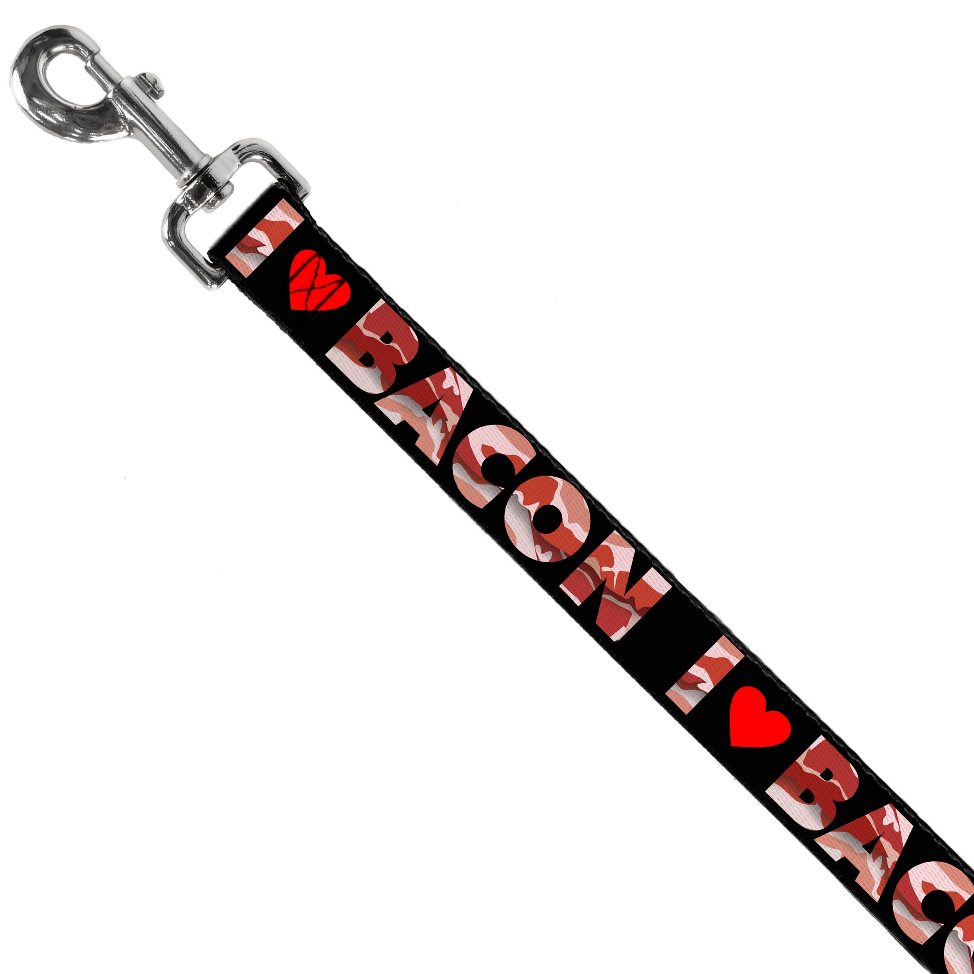 Dog Leash - I "Heart" BACON Black/Bacon Dog Leashes Buckle-Down