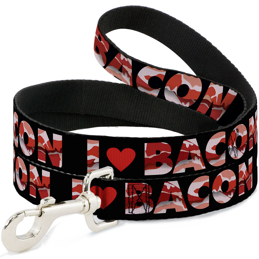 Dog Leash - I "Heart" BACON Black/Bacon Dog Leashes Buckle-Down