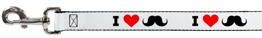 Dog Leash - I "Heart Mustache" White/Black/Red Dog Leashes Buckle-Down