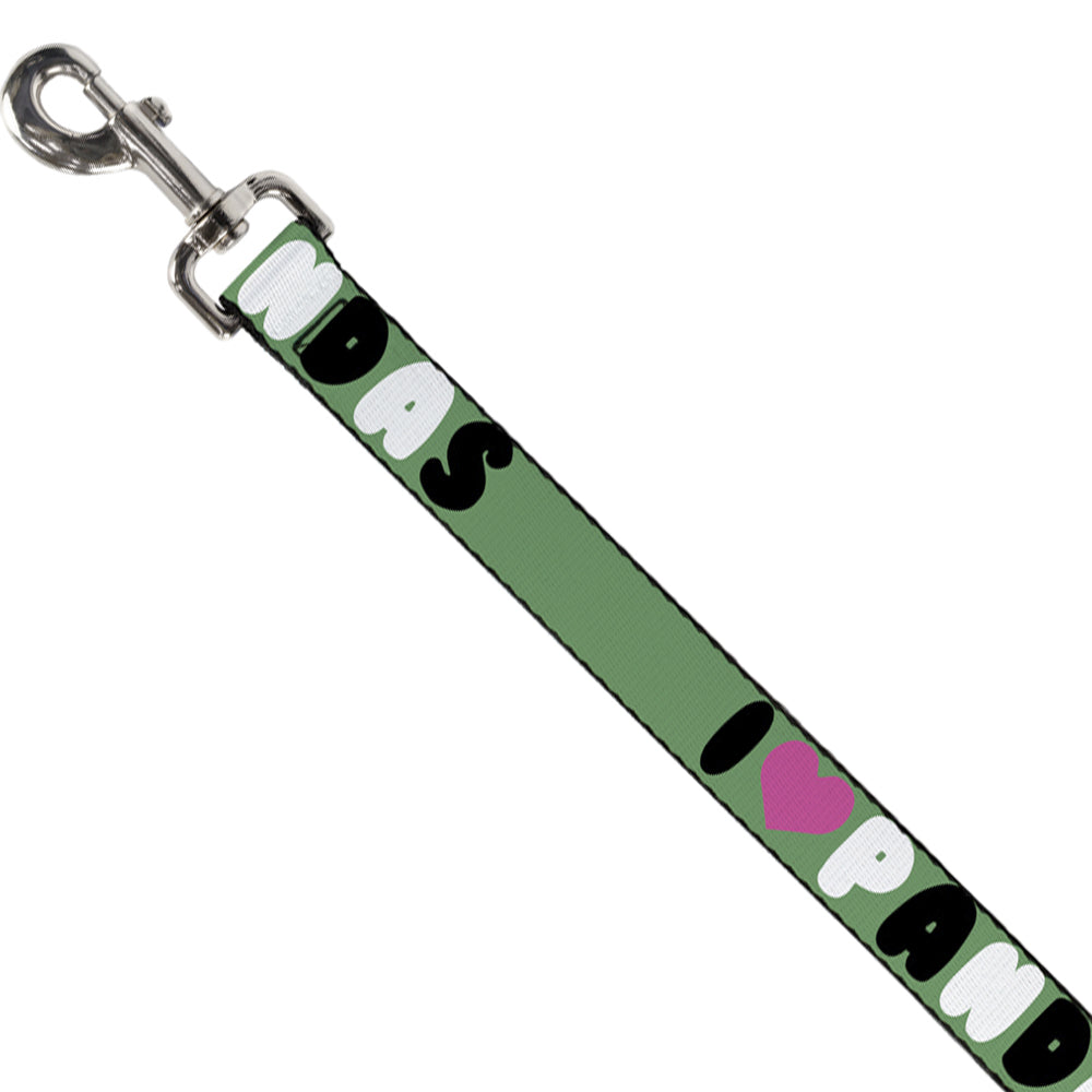 Dog Leash - I "Heart" PANDAS Green/White/Black/Pink Dog Leashes Buckle-Down