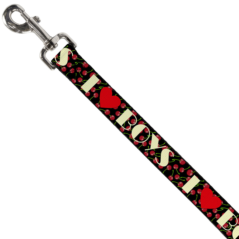 Dog Leash - I Heart BOYS Black/Cherries Dog Leashes Buckle-Down