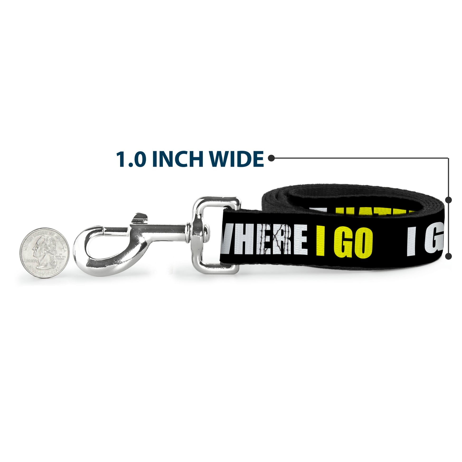 Dog Leash - I GOT HATERS EVERYWHERE Black/White/Yellow Dog Leashes Buckle-Down