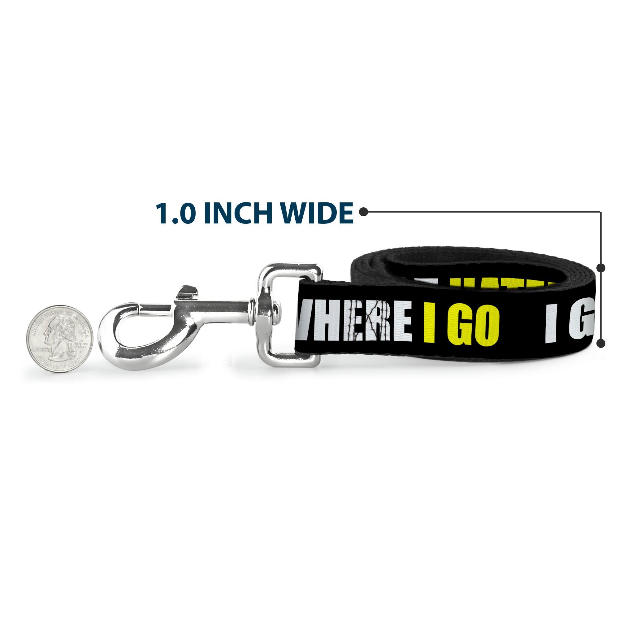 Dog Leash - I GOT HATERS EVERYWHERE Black/White/Yellow Dog Leashes Buckle-Down
