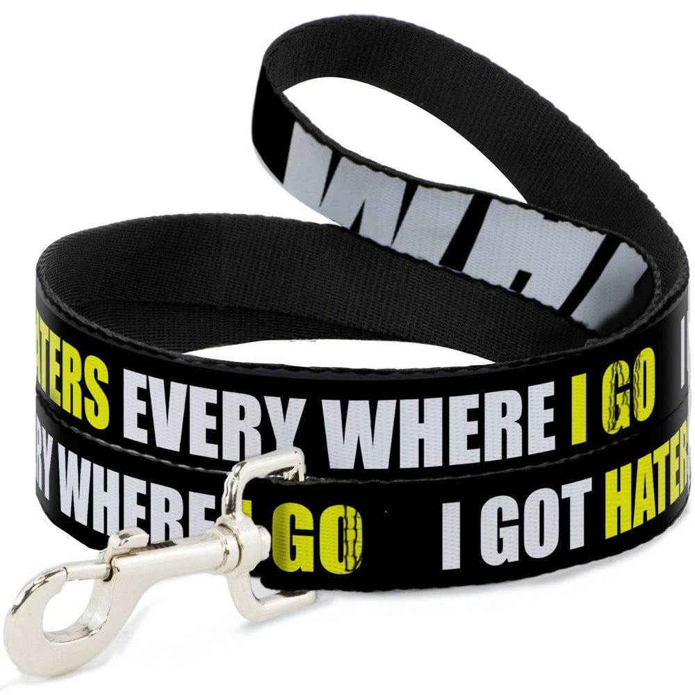 Dog Leash - I GOT HATERS EVERYWHERE Black/White/Yellow Dog Leashes Buckle-Down