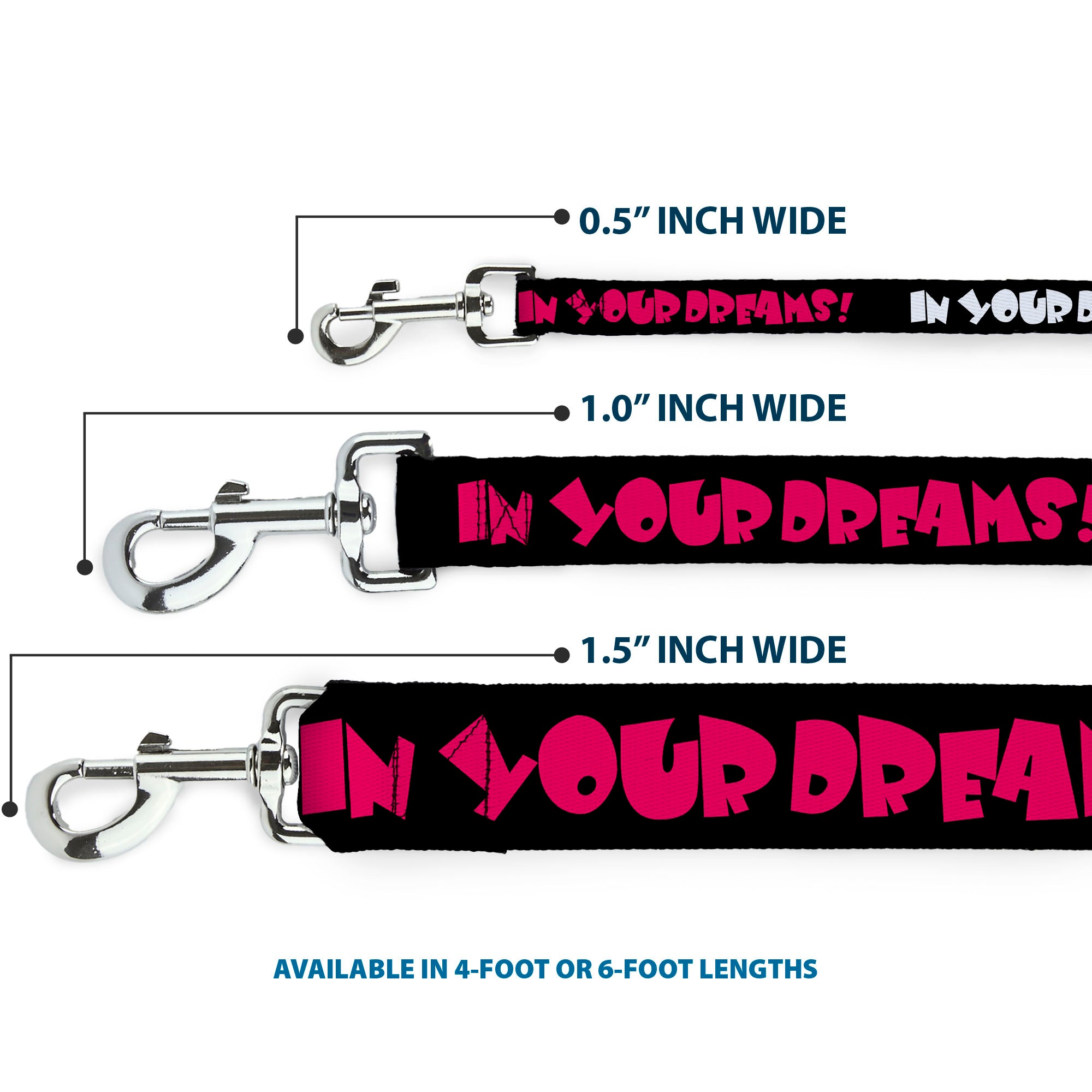 Dog Leash - IN YOUR DREAMS! Black/White/Pink Dog Leashes Buckle-Down