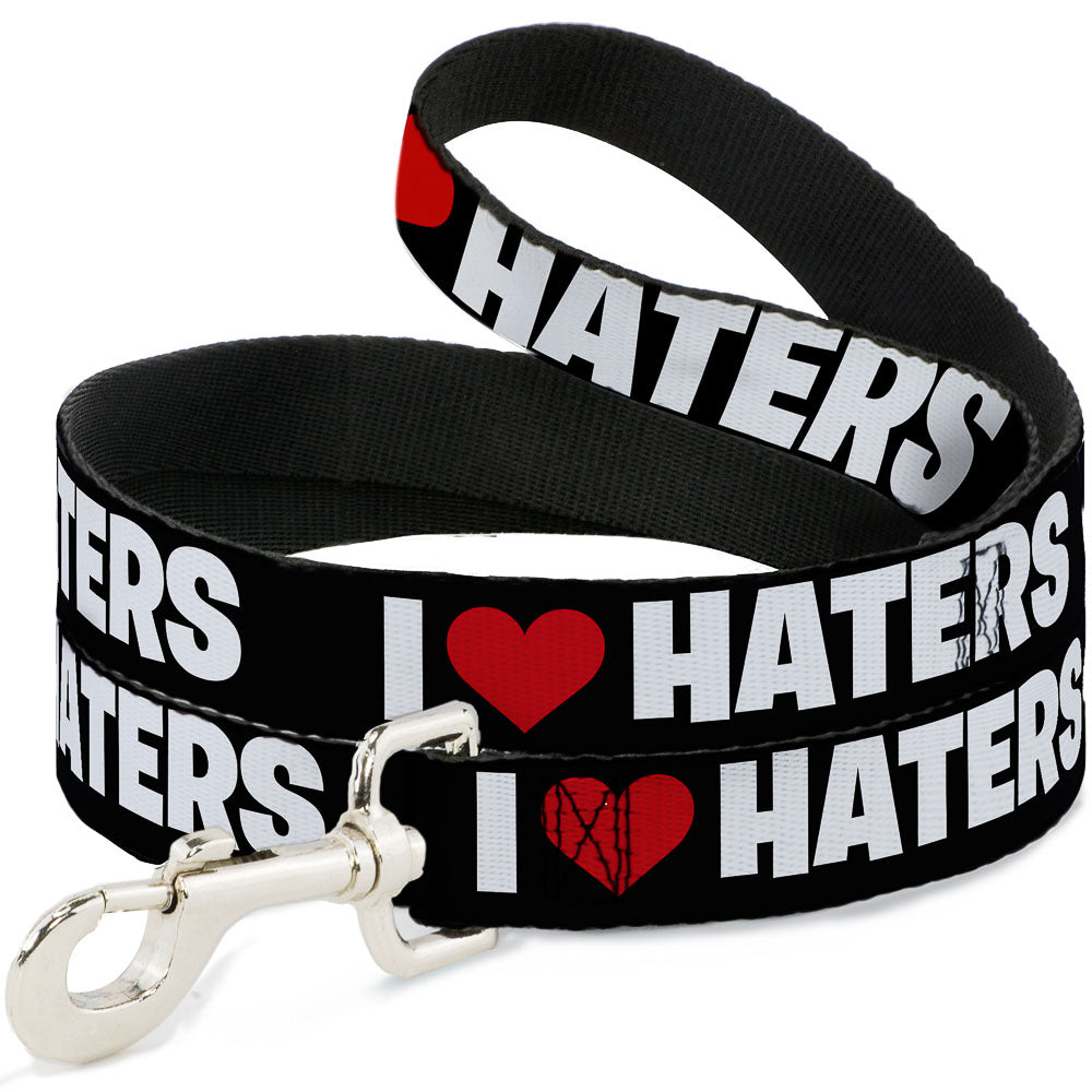 Dog Leash - I "Heart" HATERS Black/White/Red Dog Leashes Buckle-Down