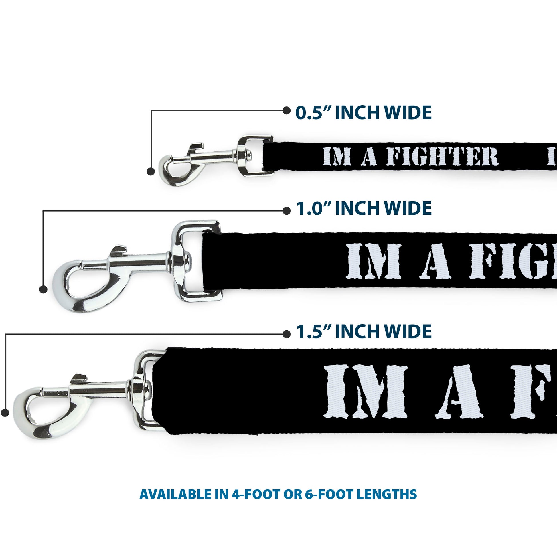 Dog Leash - I'M A FIGHTER Black/White Dog Leashes Buckle-Down
