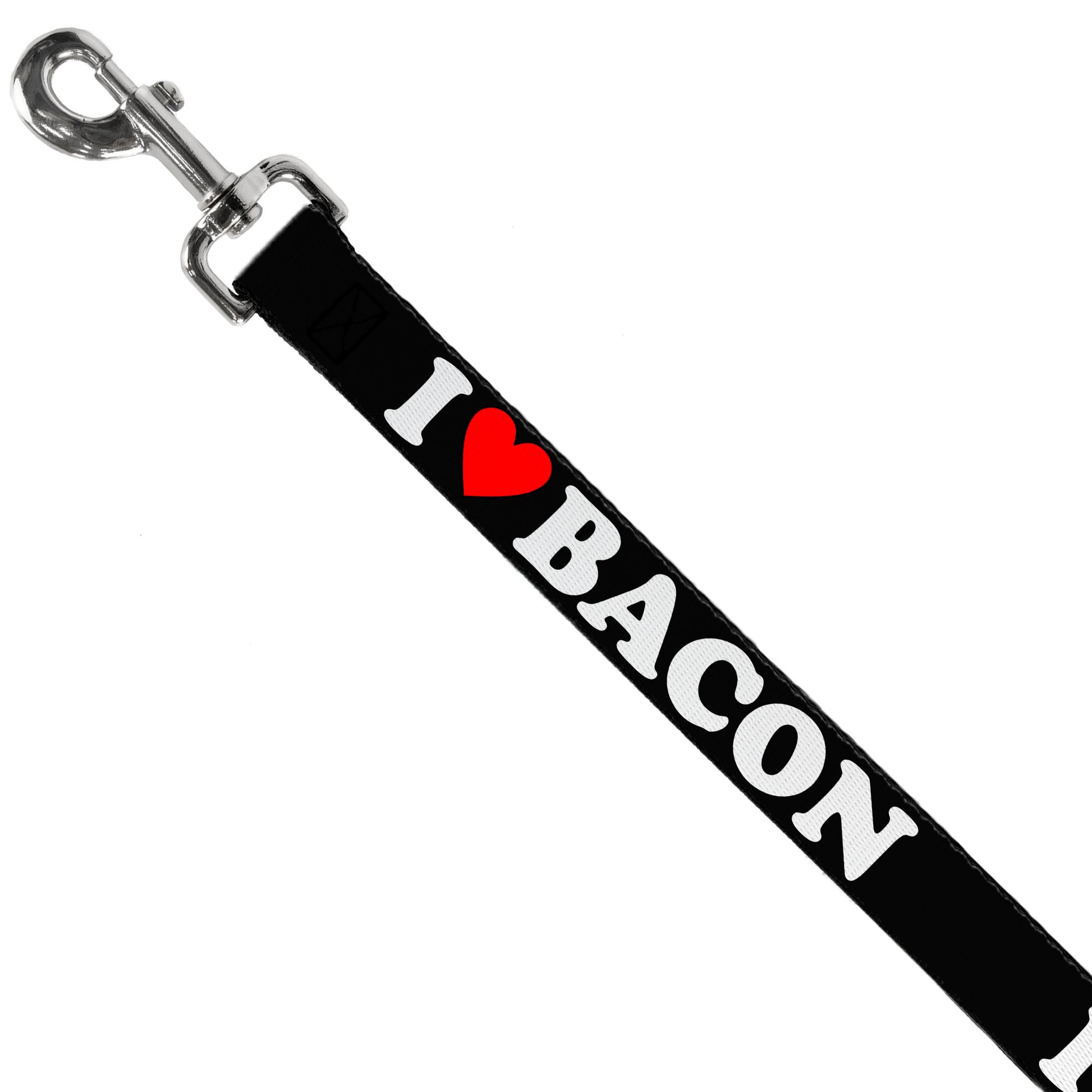 Dog Leash - I "HEART" BACON Black/White/Red Dog Leashes Buckle-Down