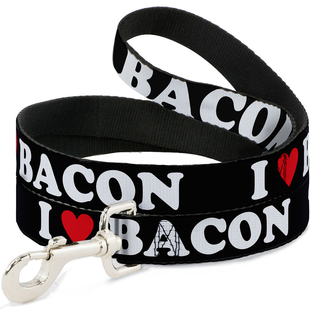 Dog Leash - I "HEART" BACON Black/White/Red Dog Leashes Buckle-Down
