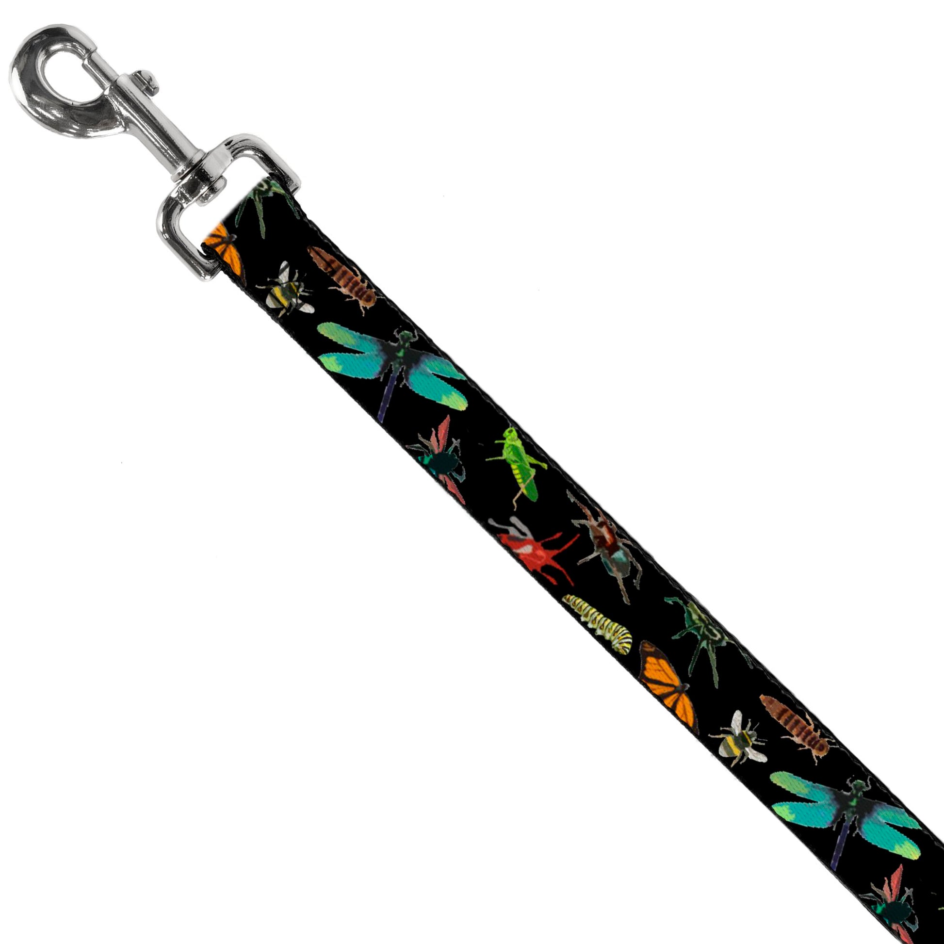 Dog Leash - Insects Scattered CLOSE-UP Black Dog Leashes Buckle-Down