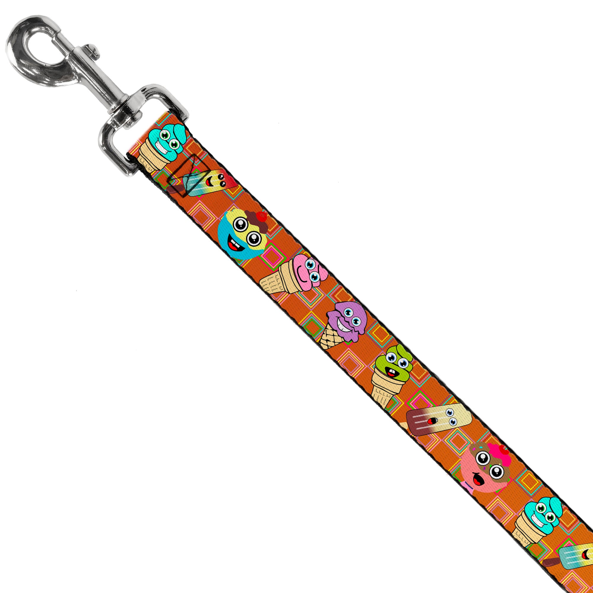 Dog Leash - Ice Cream Cone & Popsicle Expressions/Squares Multi Color Dog Leashes Buckle-Down