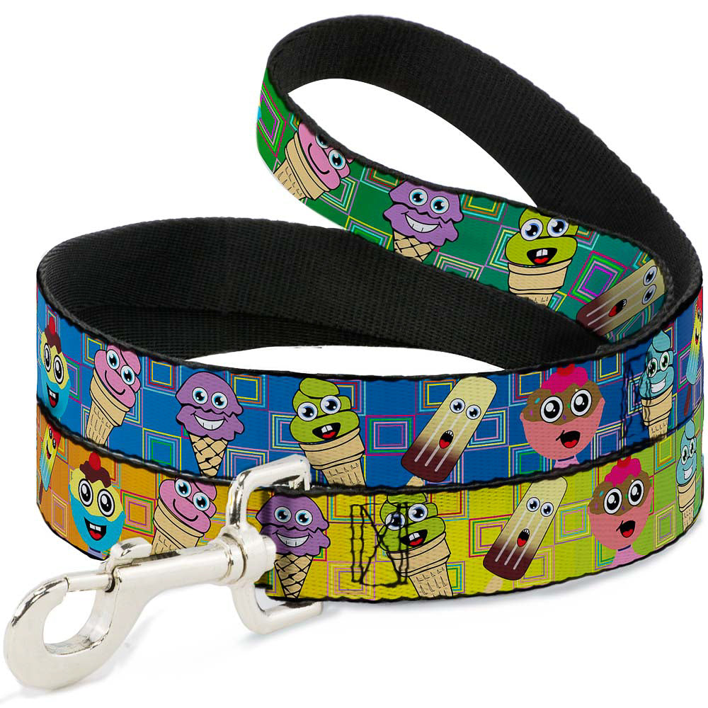 Dog Leash - Ice Cream Cone & Popsicle Expressions/Squares Multi Color Dog Leashes Buckle-Down