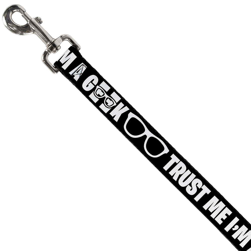 Dog Leash - I'M A GEEK/Glasses Black/White Dog Leashes Buckle-Down
