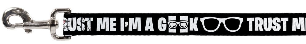 Dog Leash - I'M A GEEK/Glasses Black/White Dog Leashes Buckle-Down