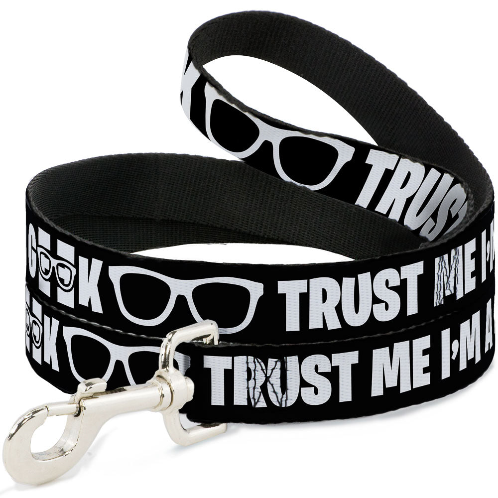 Dog Leash - I'M A GEEK/Glasses Black/White Dog Leashes Buckle-Down