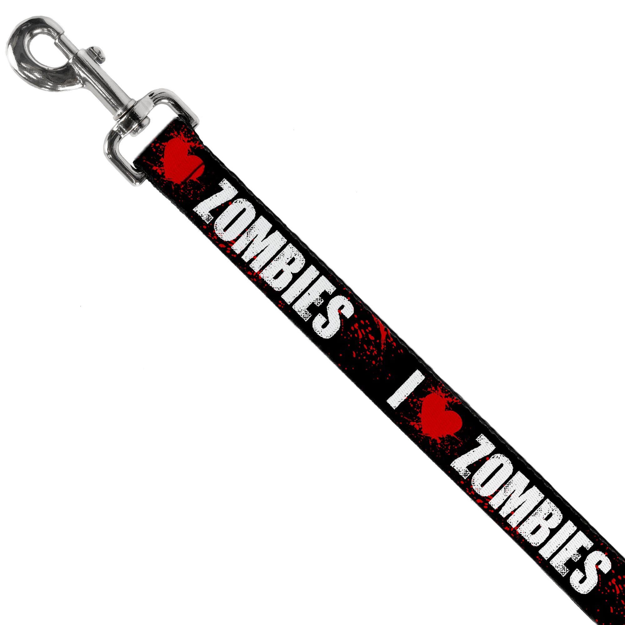 Dog Leash - I "Heart" ZOMBIES Bold Splatter Black/White/Red Dog Leashes Buckle-Down
