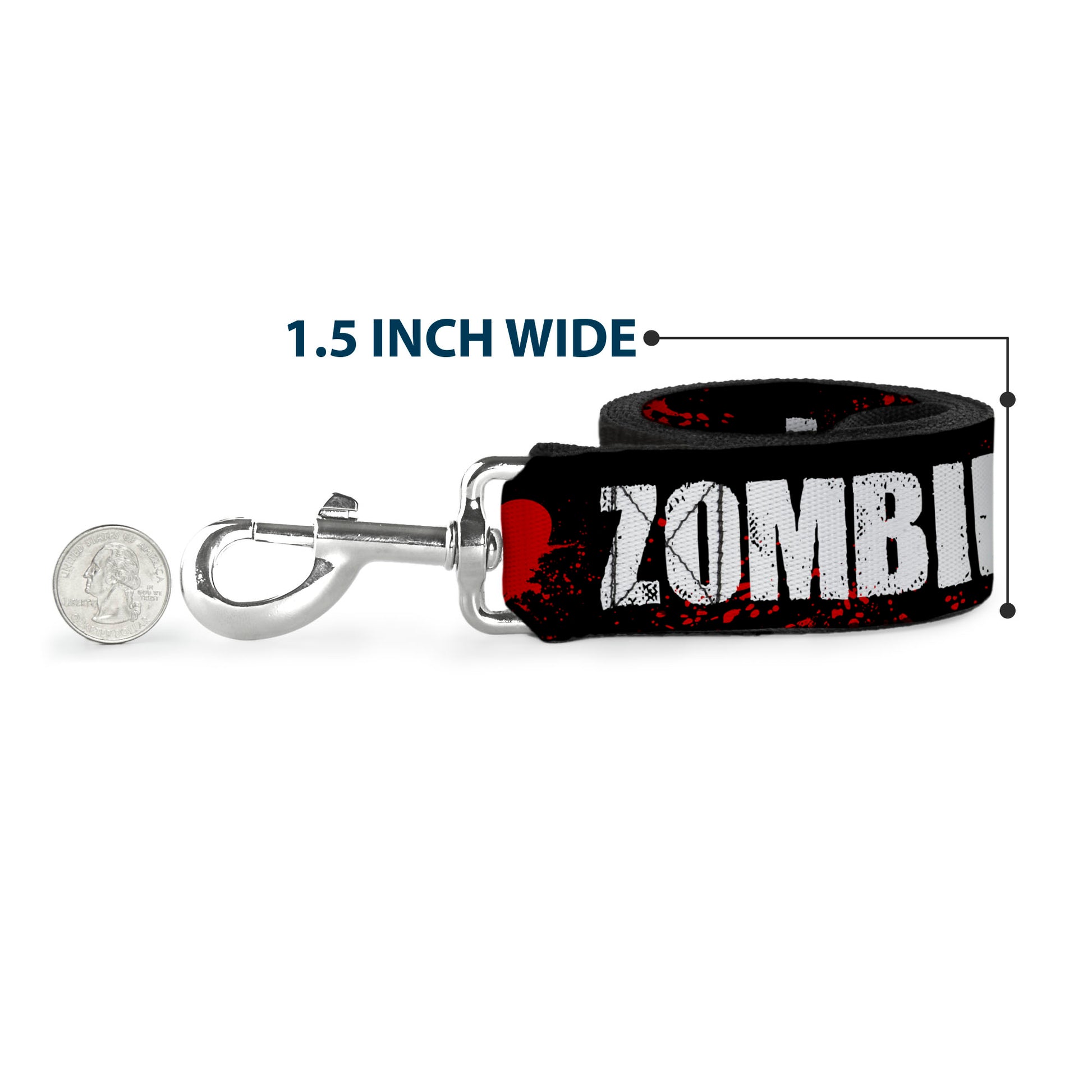 Dog Leash - I "Heart" ZOMBIES Bold Splatter Black/White/Red Dog Leashes Buckle-Down