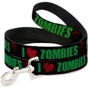 Dog Leash - I "Heart" ZOMBIES Bold Splatter Black/Green/Red Dog Leashes Buckle-Down