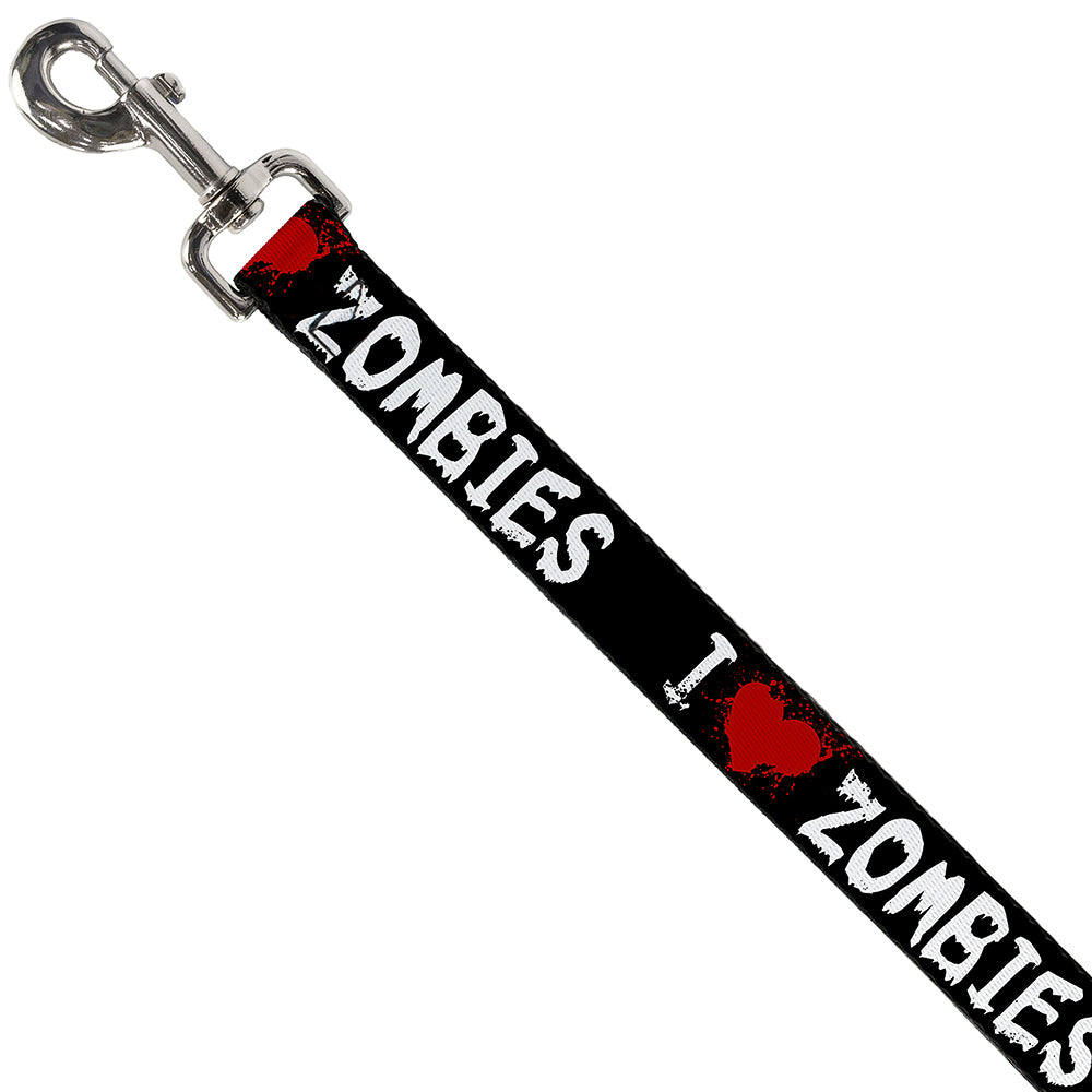 Dog Leash - I "Heart" ZOMBIES Bloody Splatter Black/White/Red Dog Leashes Buckle-Down