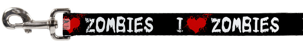 Dog Leash - I "Heart" ZOMBIES Bloody Splatter Black/White/Red Dog Leashes Buckle-Down