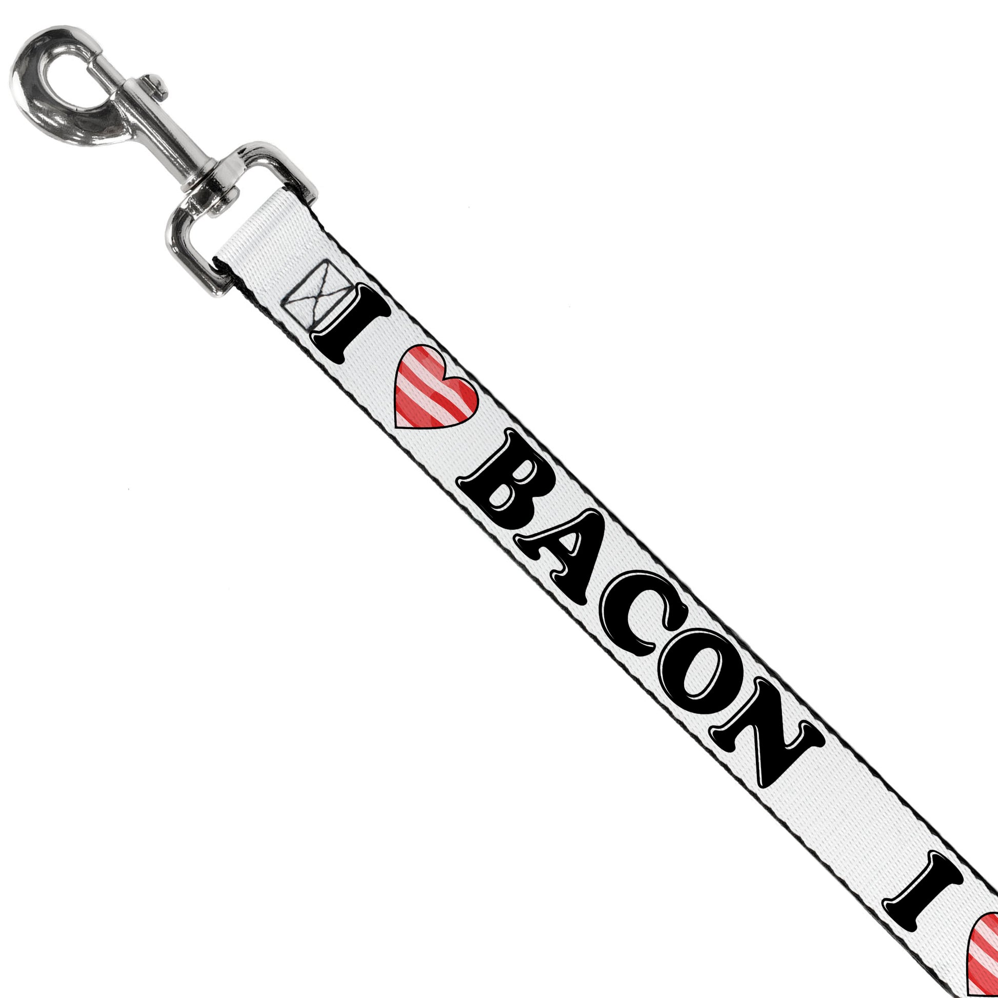 Dog Leash - I "Heart" BACON White/Black/Bacon Dog Leashes Buckle-Down