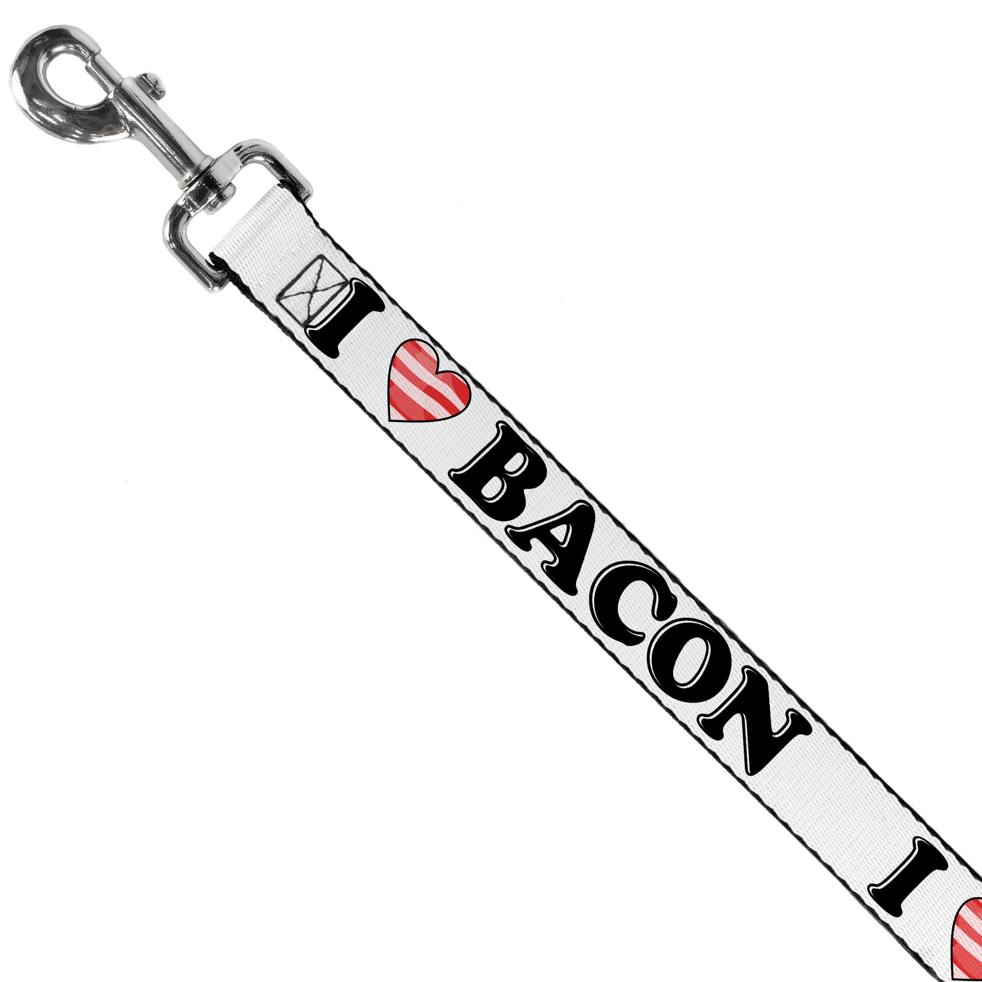 Dog Leash - I "Heart" BACON White/Black/Bacon Dog Leashes Buckle-Down