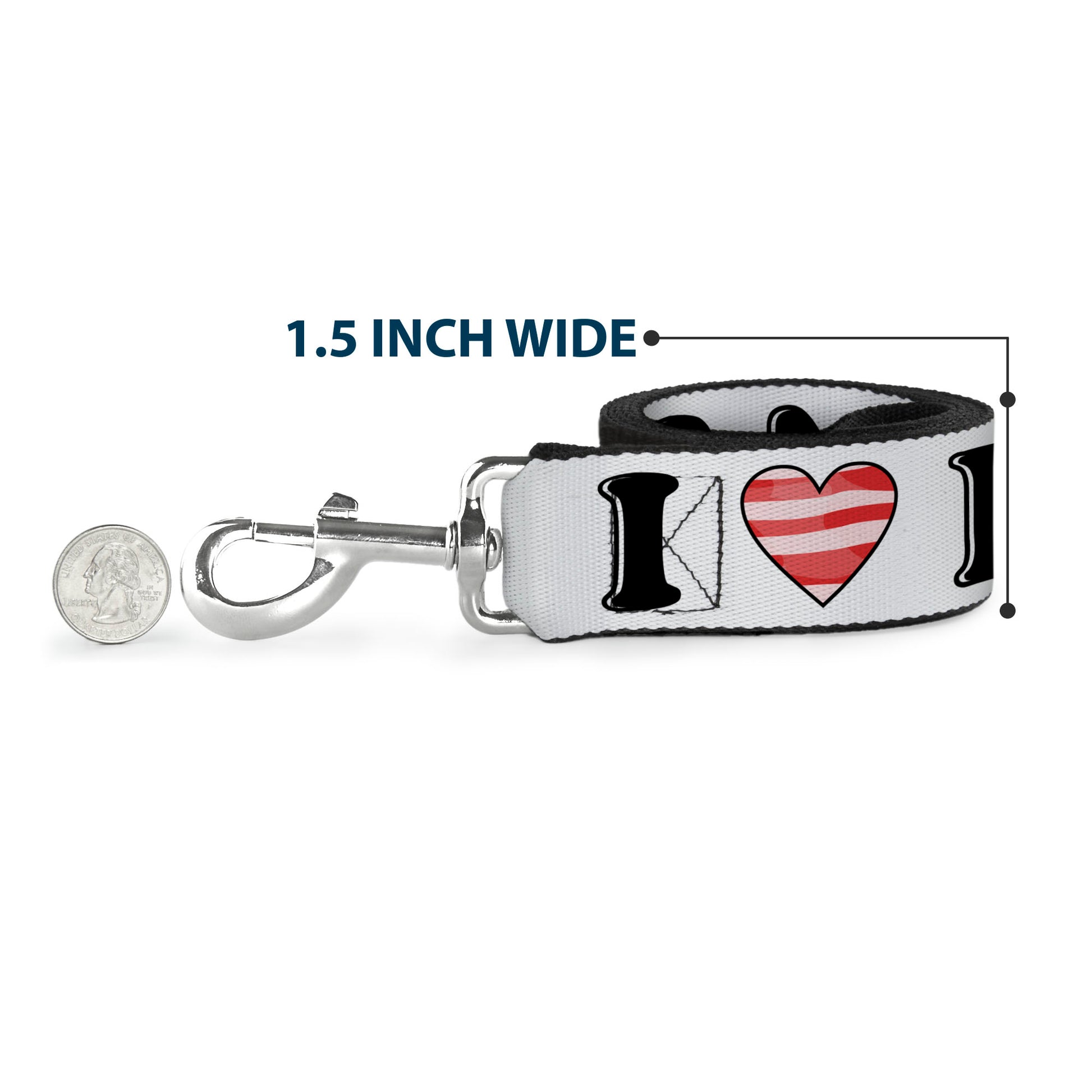 Dog Leash - I "Heart" BACON White/Black/Bacon Dog Leashes Buckle-Down