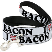 Dog Leash - I "Heart" BACON White/Black/Bacon Dog Leashes Buckle-Down
