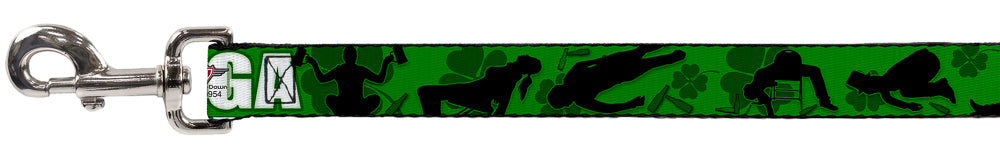 Buckle-Down Dog Leash - IRISH YOGA Poses/Clovers Greens/Black/White Dog Leashes Buckle-Down