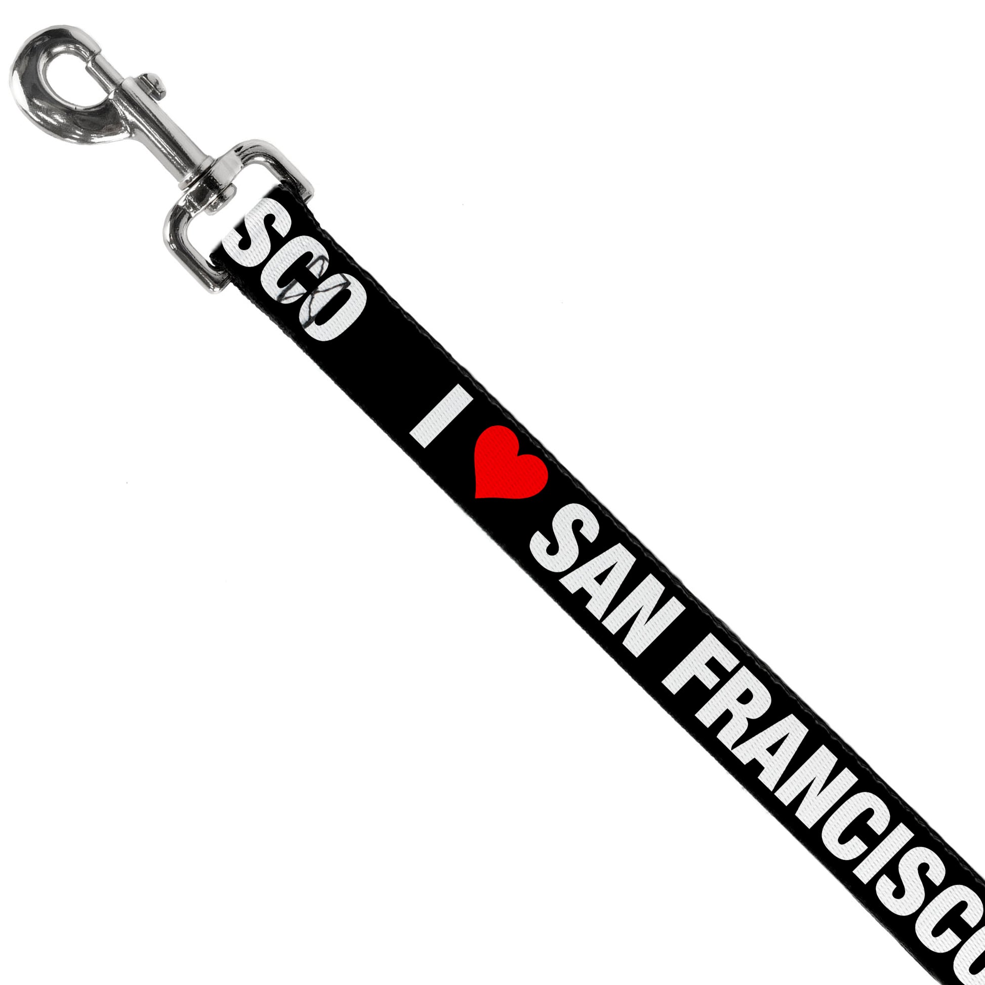 Dog Leash - I "HEART" SAN FRANCISCO Black/White/Red Dog Leashes Buckle-Down