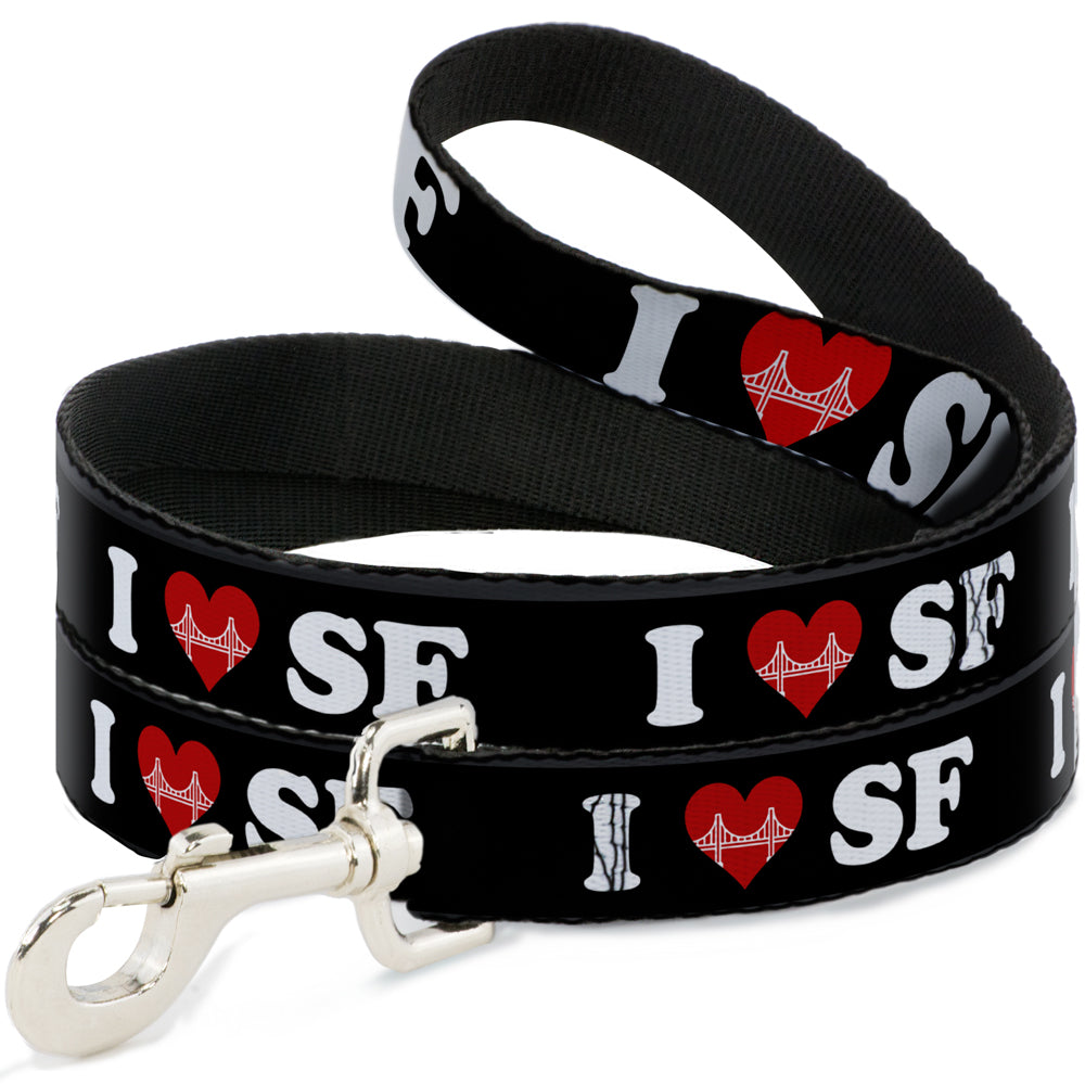 Dog Leash - I "HEART BRIDGE" SF Black/White/Red Dog Leashes Buckle-Down