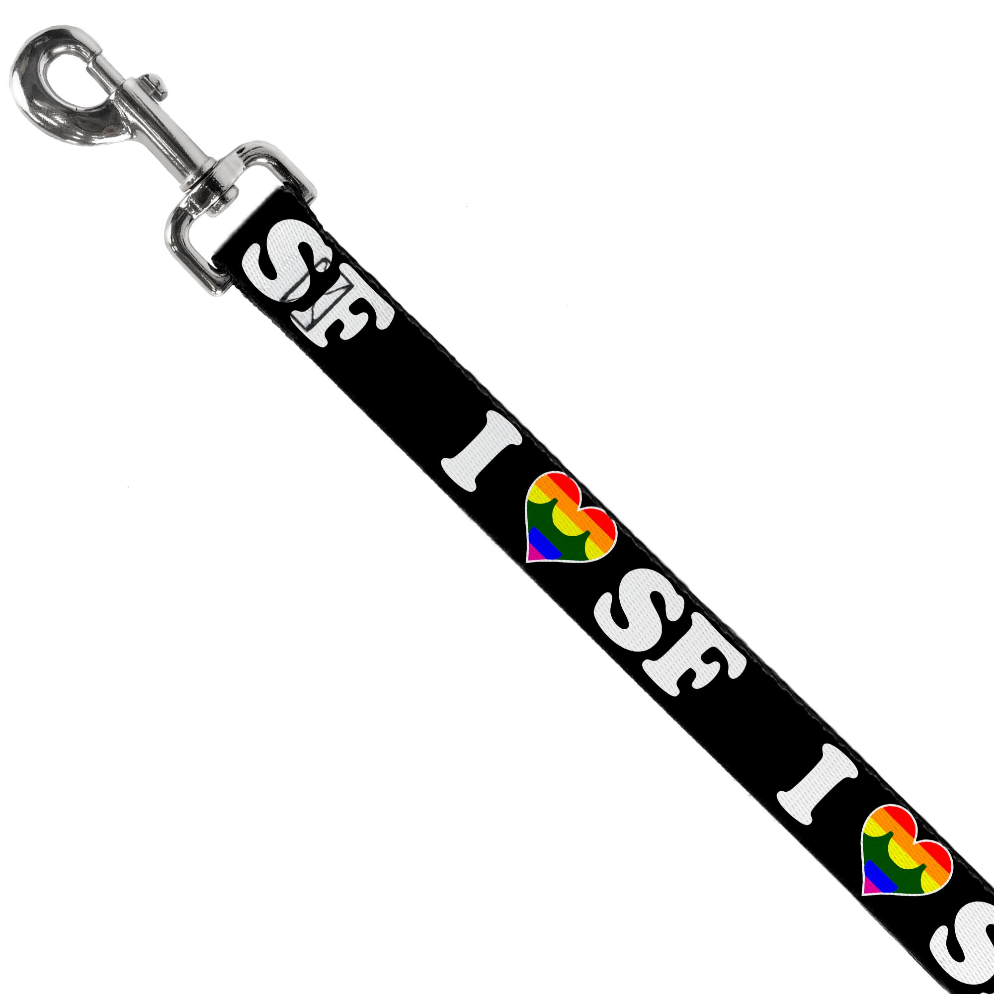 Dog Leash - I "HEART BRIDGE" SF Black/White/Rainbow Dog Leashes Buckle-Down