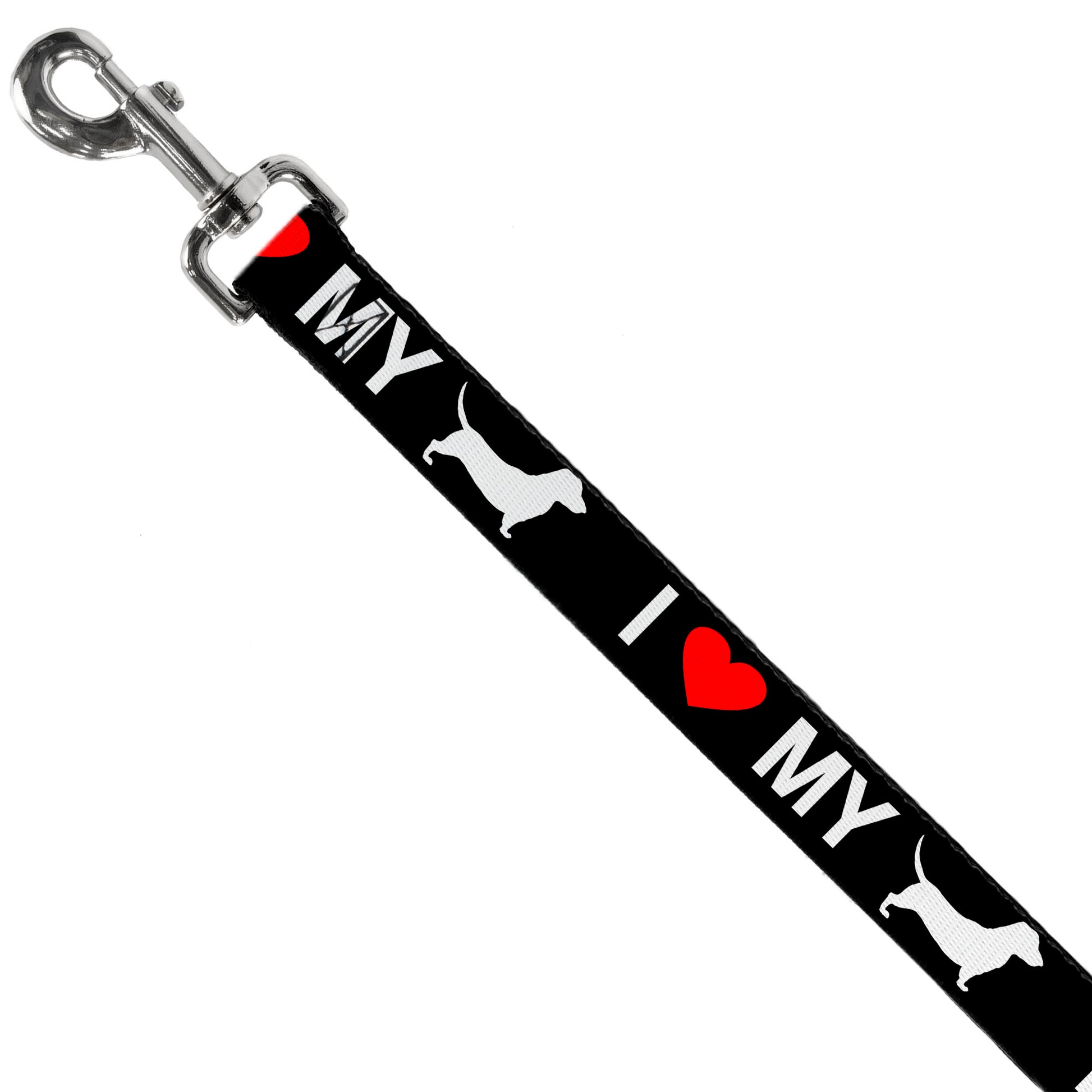 Dog Leash - I "HEART" MY "WIENER" Dog Silhouette Black/White/Red Dog Leashes Buckle-Down